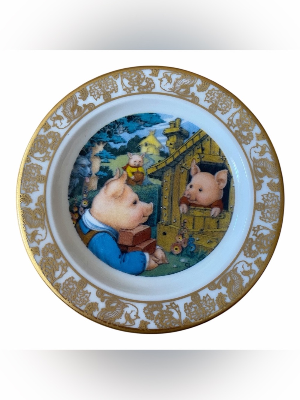 Franklin Porcelain The Best Loved Fairy Tales Mini Plate 3" Three Little Pigs